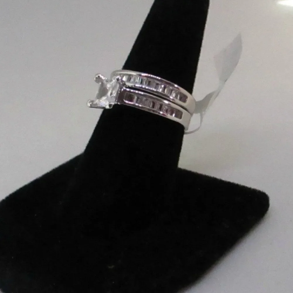 Wedding Rings Set Simulated Diamond